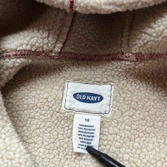 Vintage Old Navy Fleece Hoodie Jacket Red Size 10 - Picture 5 of 8